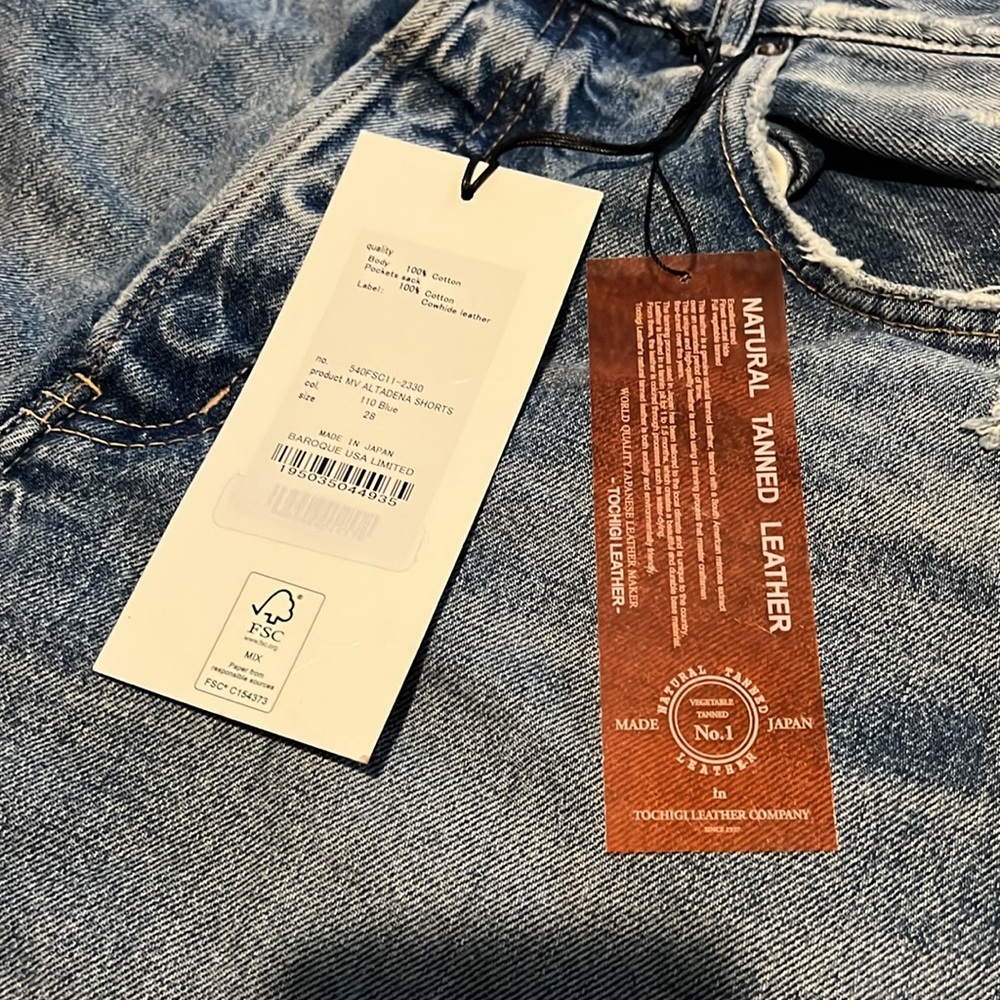 MOUSSY VINTAGE Altadena Short 28 Blue Cut Off Denim High Rise Distressed - Picture 6 of 12